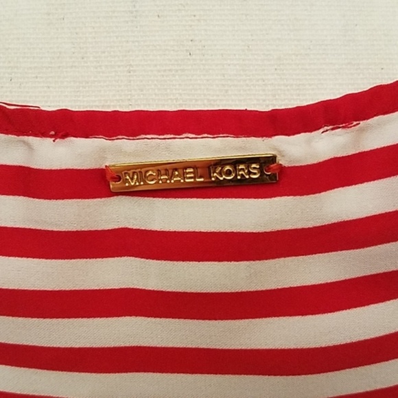 Michael Kors Red/White Stripe Long Tank Top - Picture 3 of 7